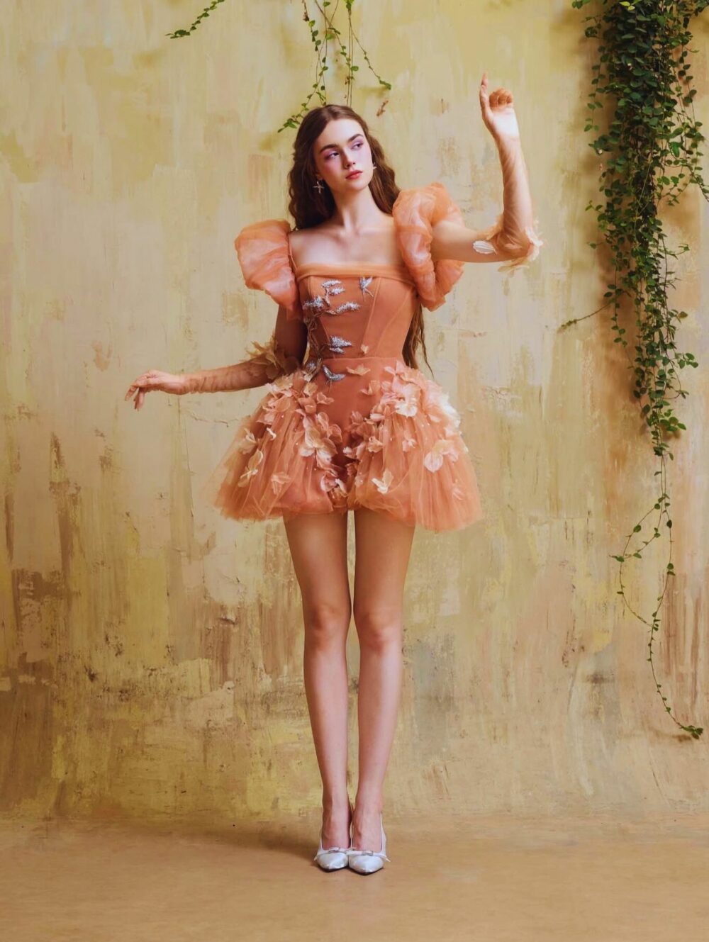 Peach Blossom Corset Mini Dress