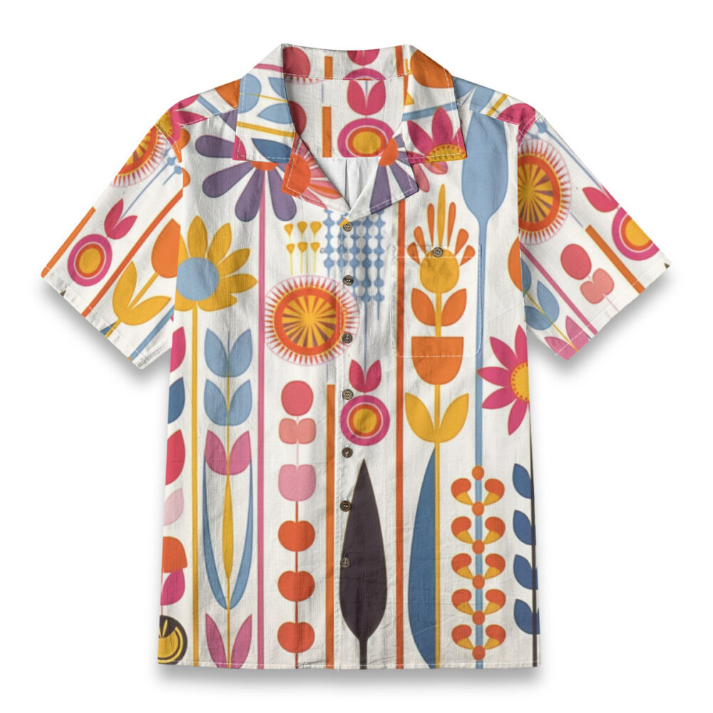 Golden Scarab Among the Island Flowers Beach Shirt product image, view 1
