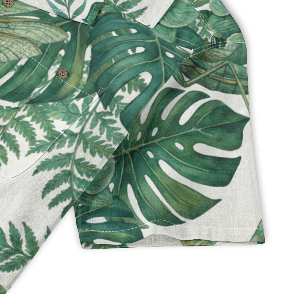 Patient Hunter Among the Monstera Leaves Beach Shirt product image, view 5