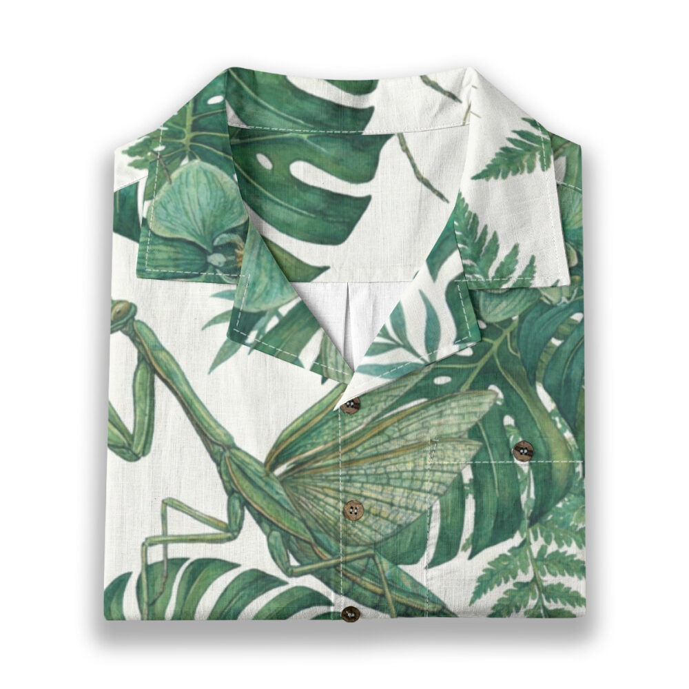 Patient Hunter Among the Monstera Leaves Beach Shirt product image, view 6